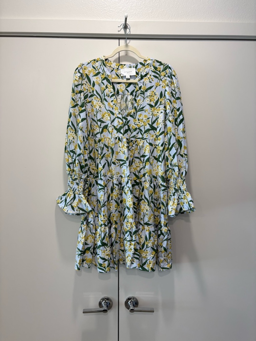 Pomander Place Blue Floral Tiered Ruffle Dress